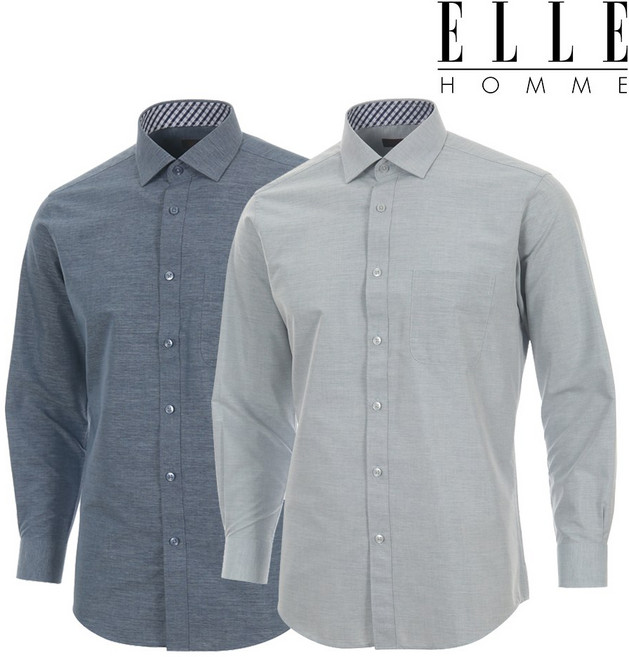엘르 남성 사계절 PC 카치온 레귤러핏 긴팔셔츠 42010 42013