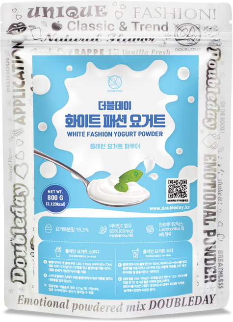 더블데이 화이트 패션 플레인 요거트 파우더 아이스 스무디 소다 에이드용, 1개, 800g