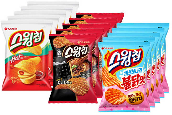 스윙칩 3종 까르보나라불닭맛 100g+갈비라면 105g+볶음고추장 60g, 5세트, 265g