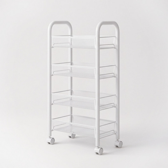 플레니스 이동식 틈새 트롤리, 화이트, 4단