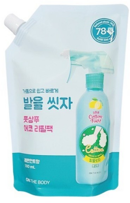 온더바디 코튼풋 발을씻자 풋샴푸 리필 레몬민트향, 1개, 500ml, 1개입
