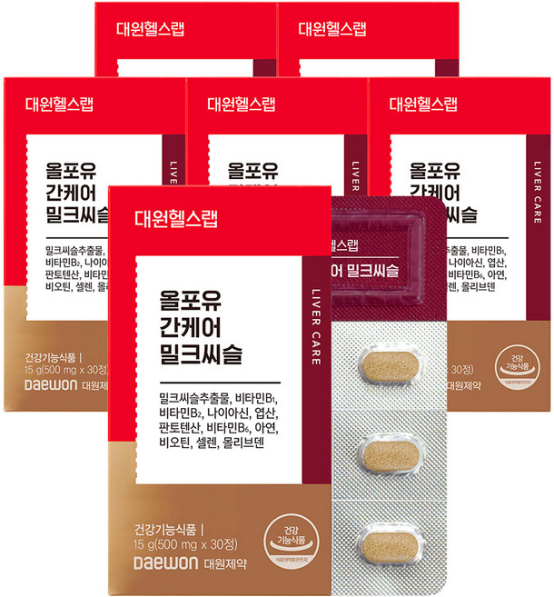 대원제약 대원헬스 올포유 간케어 밀크씨슬, 6개, 30정