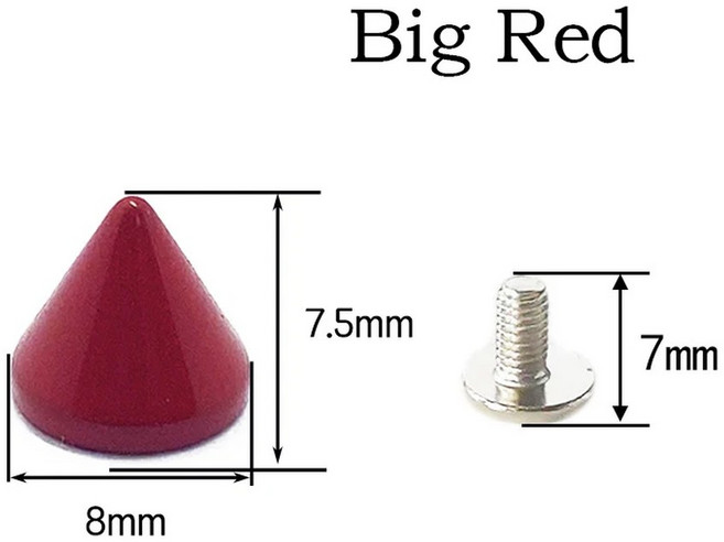 가죽 공예 휴대폰 케이스 장식 액세서리 의류 리벳 8mm x 7 5mm 콘 컬러 스터드 18 가지 색상 제공 5 세트, 8x7 5mm 5Set, Big d