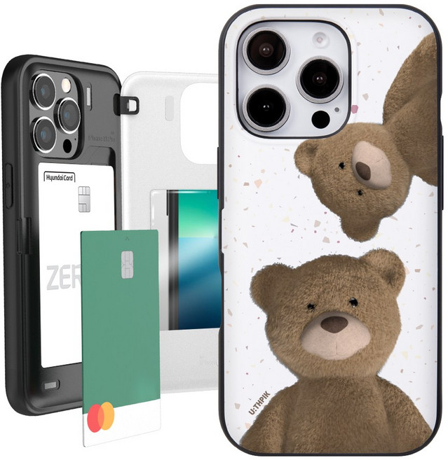 107가지 아이폰16프로맥스 전용 실용적인 카드2장수납 마그네틱포켓 케이스