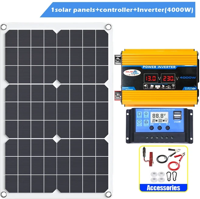 4000W 태양광 발전 키트 6000W 110V/220V 인버터 - 가정/RV/비상 인버터 시스템 자동 충전을 위한 완벽한, 06 yellow 220V 4000W, 01 빠른