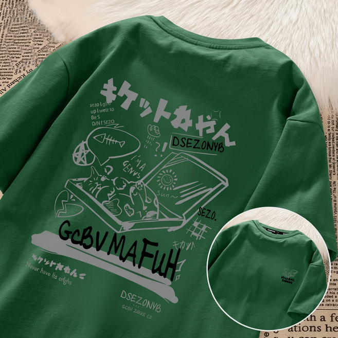 男生印花寬鬆短袖T恤 大尺碼上衣