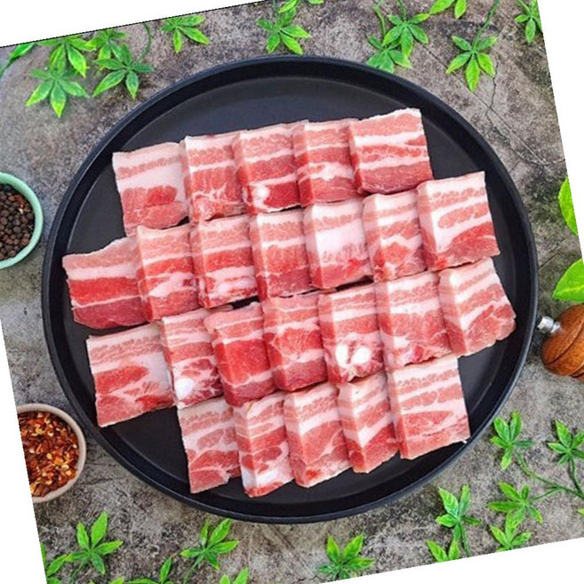 GD 네덜란드 오겹살 미박삼겹 1.5cm토막절단 불판 2kg 업소용 대용량 식자재, 1개