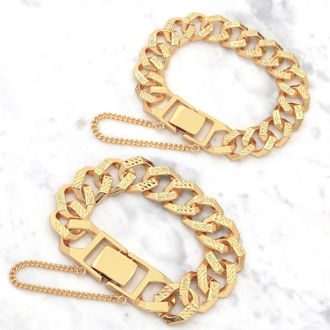 18K 골드도금 팔각체인 남성 스트릿패션 팔찌