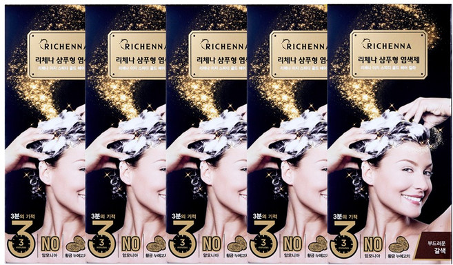 리체나 샴푸형 골드 염색제, 부드러운 갈색, 5개