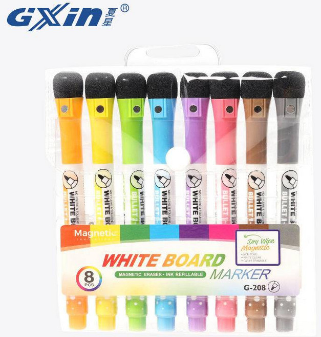 GXIN 磁性白板筆 8色組 G-208, 紫色,綠色,藍色,黃色,橙色,紅色,棕色,黑色, 1個裝