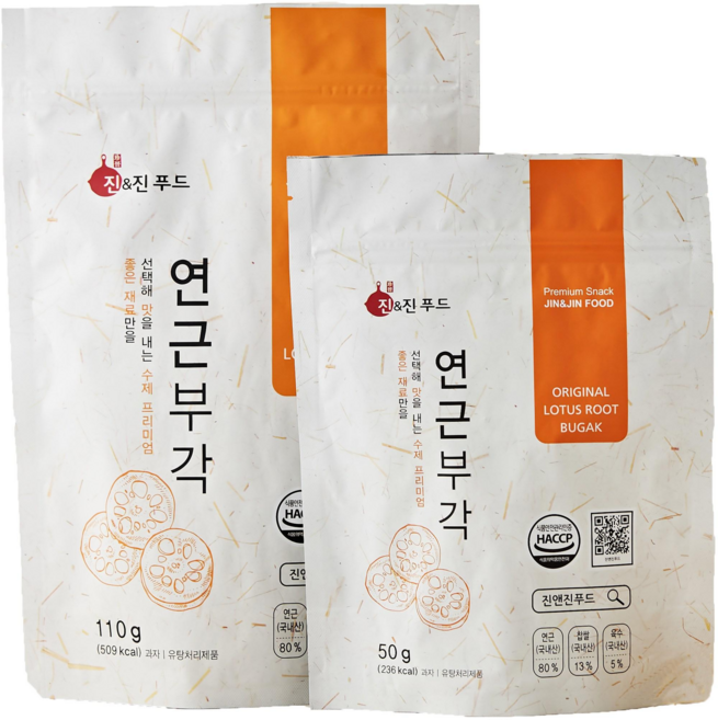 진앤진푸드 담백하고 고소한 일품 수제 찹쌀 연근부각 아이들 간식 맥주 안주 회사 간식, 50g, 3개