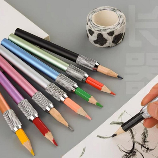 몽당 홀더 꽂이 연장 연필 그립 펜슬 길이 7color 익스텐더 확장, 블랙