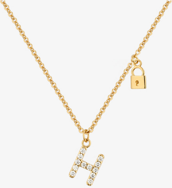 골드앤디어 이니셜 자물쇠 큐빅 목걸이