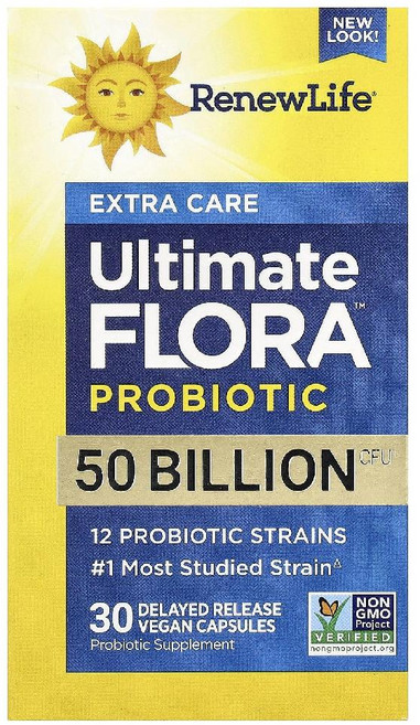 Renew Life Ultimate Flora™ 프로바이오틱 50억CFU 지연 방출 베지 캡슐 30정 Life (리뉴 라이프), Renew Life, Ultimate Flora™ 프로, 1개