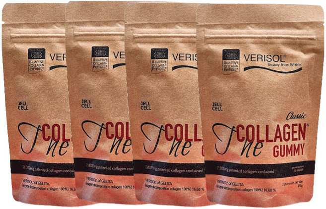 베리솔 더콜라겐 구미 젤리 먹는 독일 비오틴 엘라스틴 저분자 콜라겐 펩타이드 효능 2박스, 126g, 4개