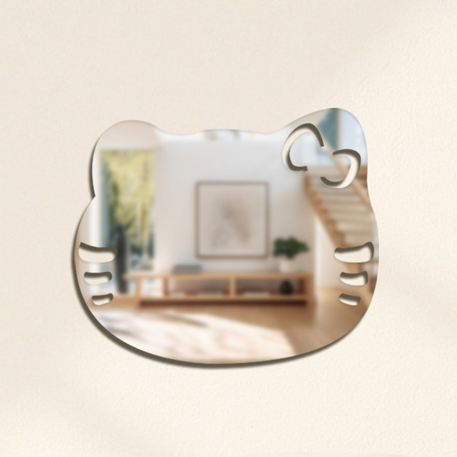 이지유 어린이 아크릴 안전 거울 무타공 부착식 아이방 벽거울 선물, 베이직형 고양이 29X25