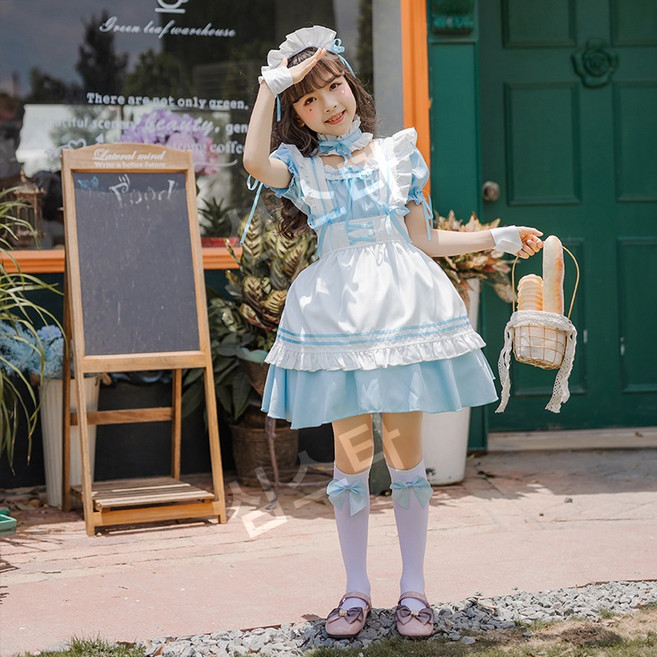 할로윈 코스프레 의상 메이드복 하녀 풀세트 귀여운 공주 로리타