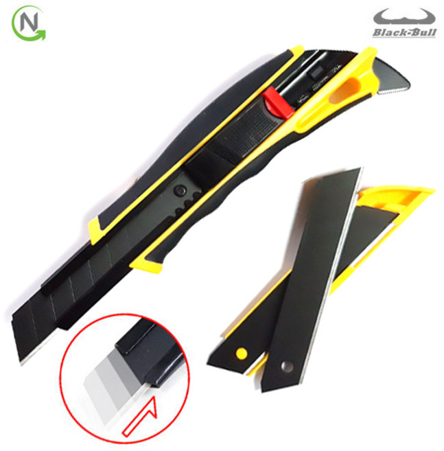 블랙불 재단칼 자동 안전칼 블랙 카타칼 커터칼 대형 산업용 문구 사무용 캇타칼, 1개