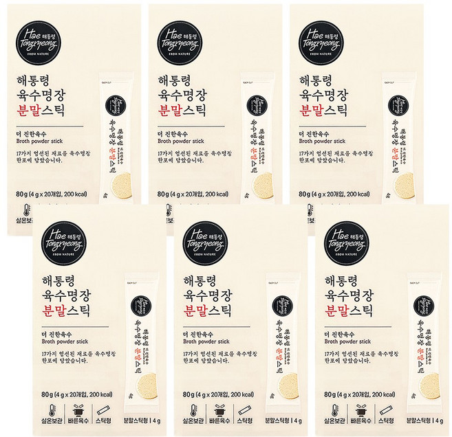 해통령 육수명장 더 진한 육수 분말스틱, 6개, 80g