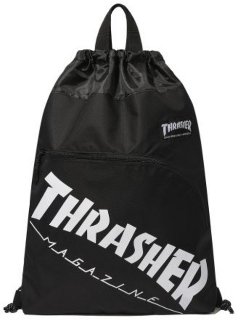트래셔 THRASHER 트레셔 로고 스트링 백 블랙 176075