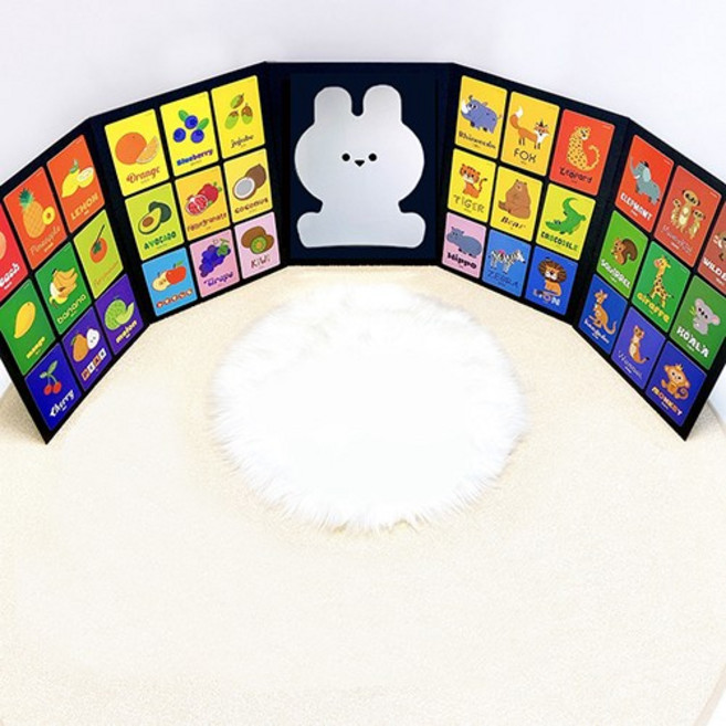 코튼버니 아기 병풍 5P+ 토끼 거울 세이펜 벽그림 터미타임(블랙)