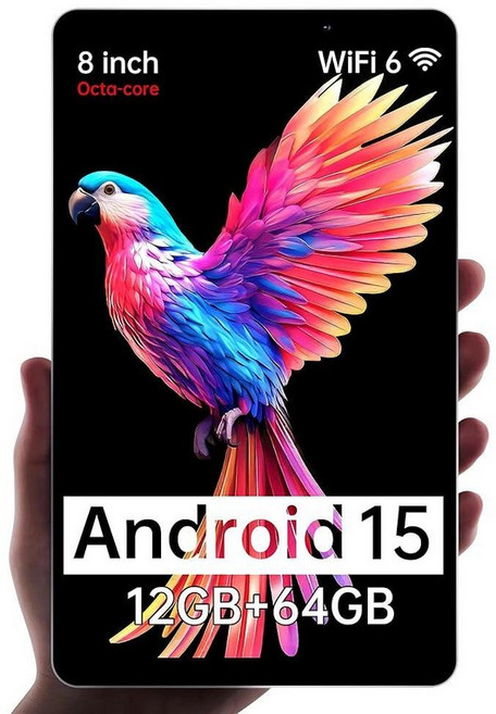 HAOVM 【2025 안드로이드 15 태블릿 M8 태블릿 8인치 8코어 CPU 12GB+64GB 2TB 확장 HD IPS 디스플레이 Wi-Fi 6 BT5.4 5MP, Gray