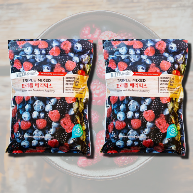 팜앤푸드 냉동 트리플베리믹스, 2개, 1kg