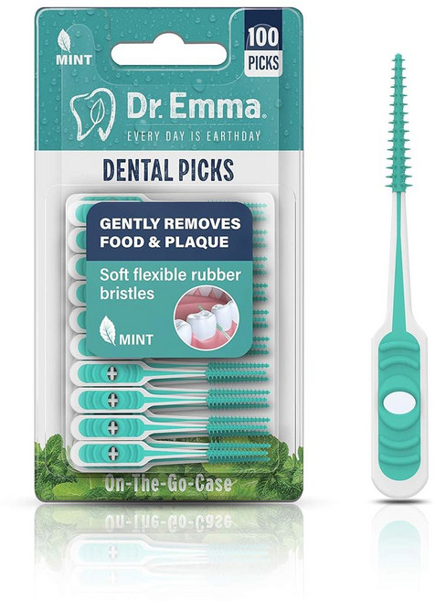 Dr. Emma Dental Picks 민트 브러시 피크 100개/팩 2팩 (200개)