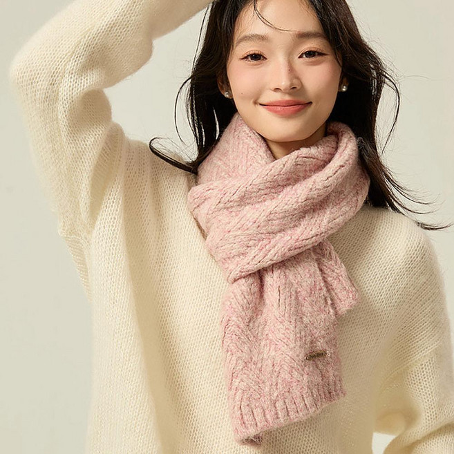 액티비안 남자 여자 겨울 외출 패션 알파카 혼방 사선 패턴 니트 머플러 목도리 여성 니트머플러