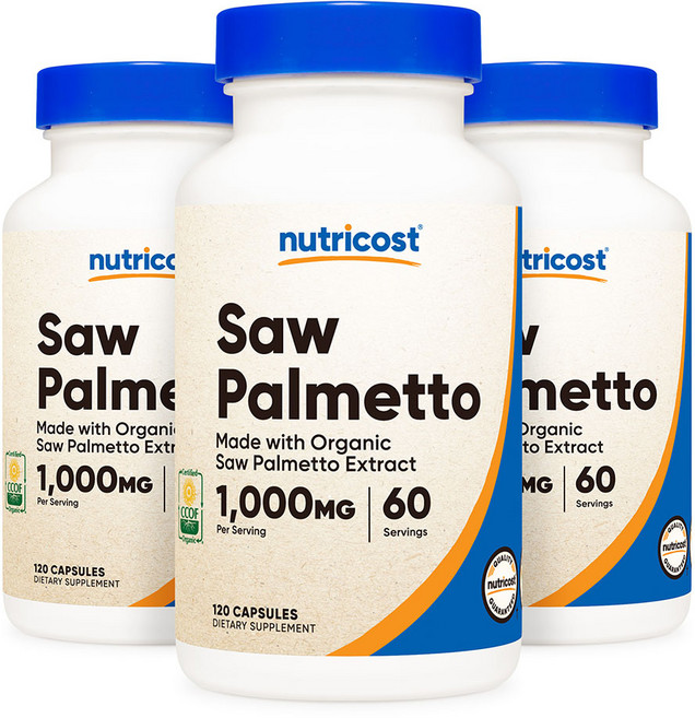 뉴트리코스트 오가닉 쏘팔메토 1000mg 120캡슐, 3개, 120정