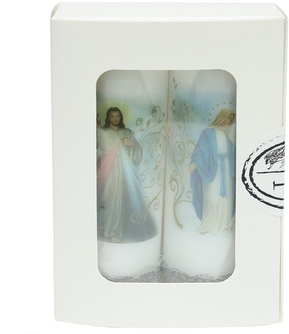 양초-팜캔들 자비예수 은혜성모 선물세트 천주교 성물, 1개