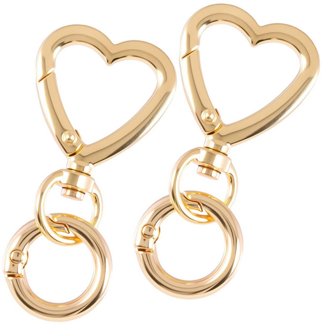 열쇠 키링 열쇠고리 8개입 원터치고리, 1개, 하트 골드