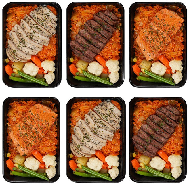 [식스밀 스테이크 김치볶음밥 6키트] 단백질 다이어트 식단 도시락 벌크업 냉동 고단백 직장인 간편 배달 신제품, 1세트, 325g