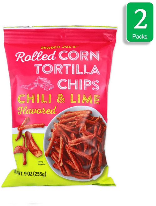 [1+1]트레이더조 롤드 콘 또띠아 칩 칠리 라임 맛 255g TRADER JOE'S CHILI & LIME FLAVORED ROLLED CORN TORTILLA CHIPS, 2개