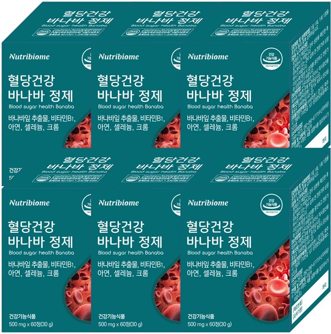 뉴트리바이옴 혈당건강 바나바정제 혈당 조절 바나바잎추출물, 6개, 60정 - 쿠팡