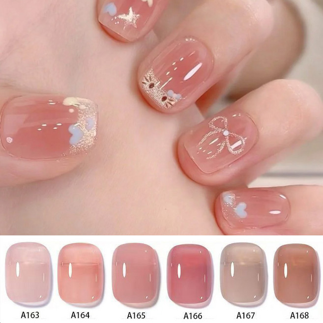 [6병세트~] 시럽 젤네일 컬러 셀프 네일아트 폴리쉬 시럽젤 글리터 컬러젤 세트 봄네일 여름네일 가을네일 겨울네일, 6개, 10ml, A163-A168