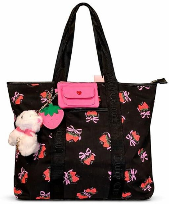 Juicy Couture 쥬시꾸뛰르 Strawberry Festival 토트백 가방 12\" W x 13.5\" H (Strawberry 블랙 Multi) 595236
