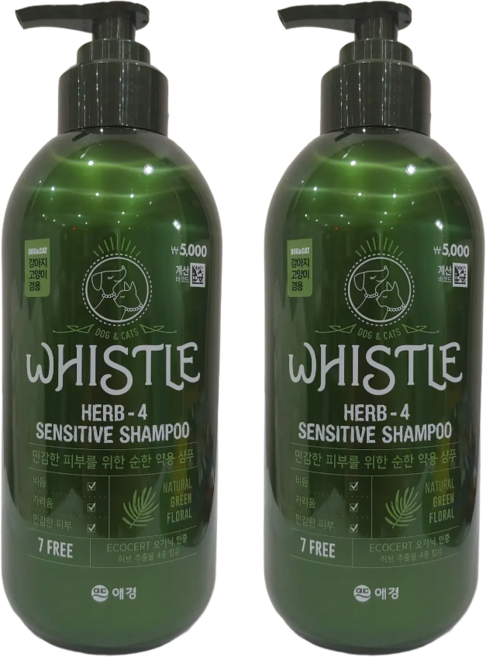 다이소 휘슬 허브4 약용샴푸 (코즈멧 압축 마스크팩 증정), 2개, 500ml