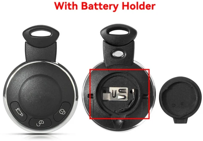 (호환)YOUBBA 3 버튼 교체 자동차 원격 제어 쉘 케이스 Fob BMW 미니 쿠퍼 R56 스마트 키 커버 블레이드, 01 With battery holder