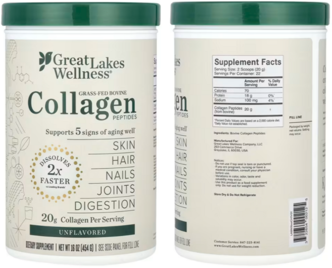 목초 사육 100% 가수분해 콜라겐 펩타이드 무맛 파우더, 2개, 454g