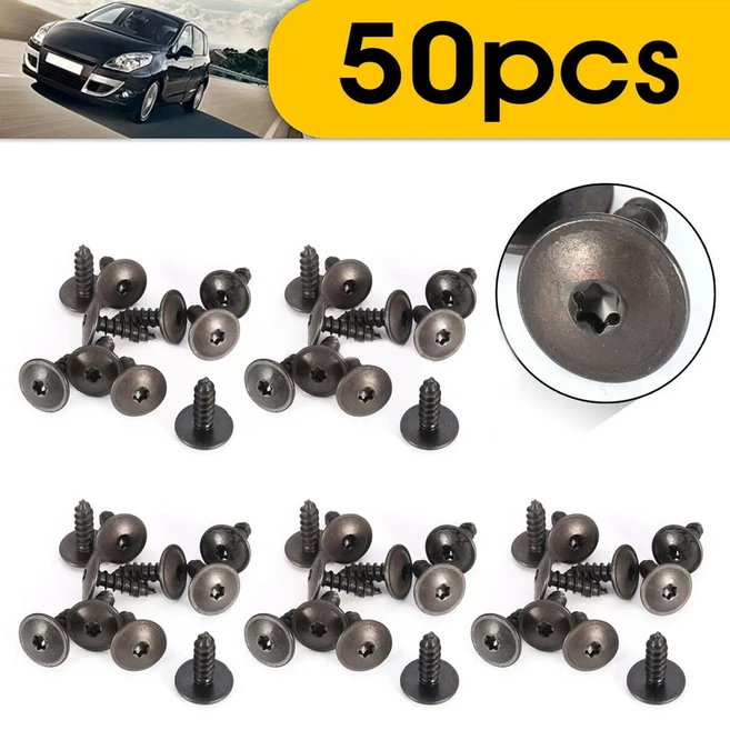 50Pcs 엔진 커버 언더 트레이 스플래시 가드 휠 아치 Torx 나사 범용 vw 호환 for Audi 호환 5x16mm 자동차