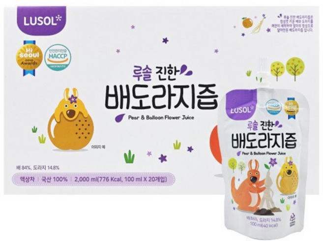 루솔 자연식품 진한 배도라지즙 100ml 20개 damda