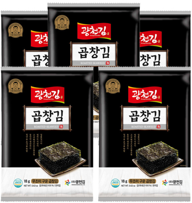 광천김 무조미 곱창 전장김, 18g, 10개