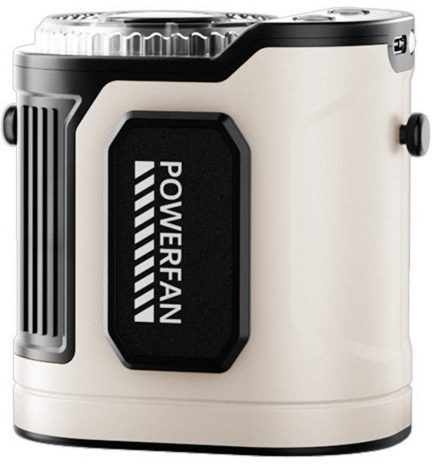 루베라 허리선풍기 무선 휴대용 LED조명 내장 대풍량 허리착용 목걸이형 2in1 야외 작업용 쿨링팬, 화이트, Y18