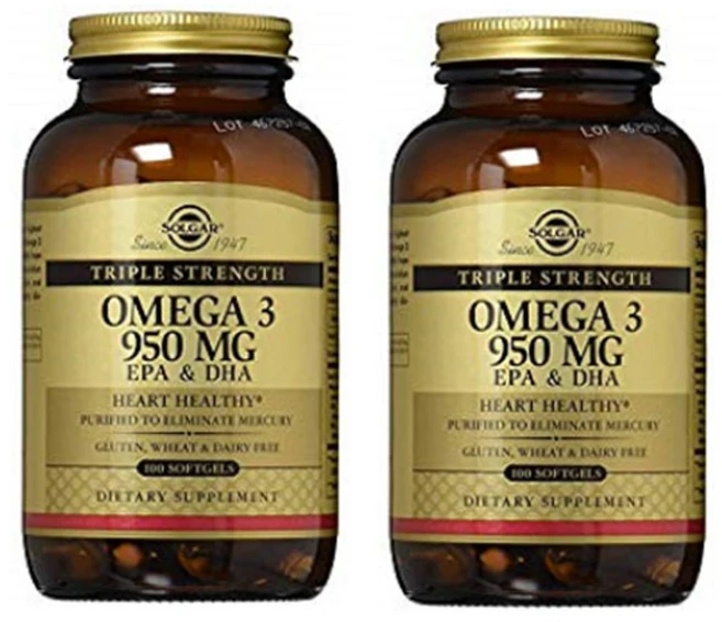 Solgar 오메가 3 EPA & DHA 3중 강도 950mg 소프트젤 100정 x 2, 2개 - 쿠팡
