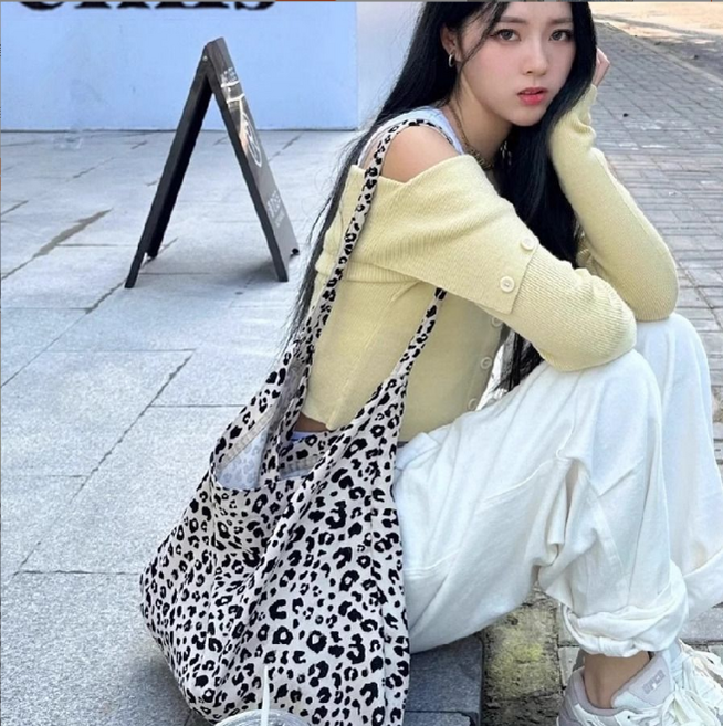아이유 면 에코백 숄더 크로스 토트백 무지 보부상 여름가방 여행용백 명품 호피