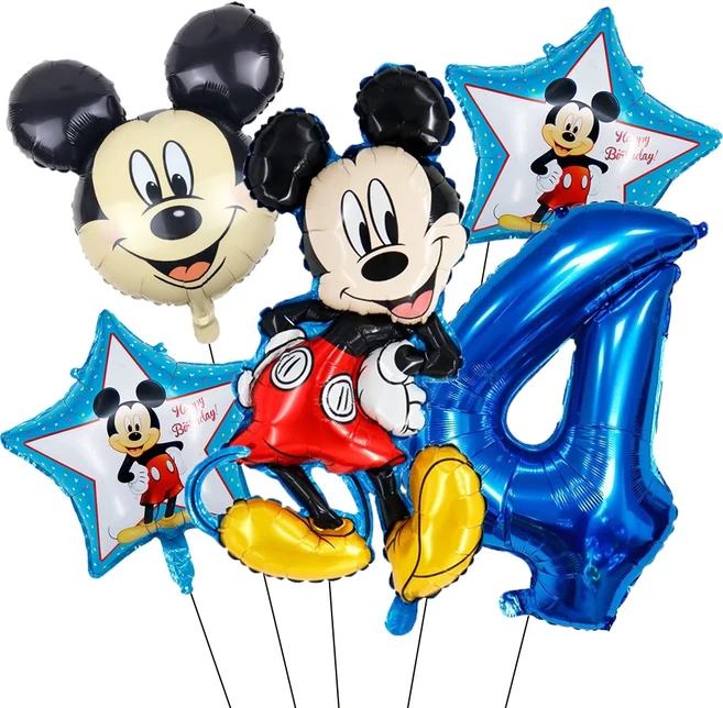 5PCS 미키 마우스 생일 장식 풍선 미키 미니 풍선 세트 및 32in 1-9 번호 풍선 어린이 생일 파티 Decora, 01 기타, 08 Blue-4