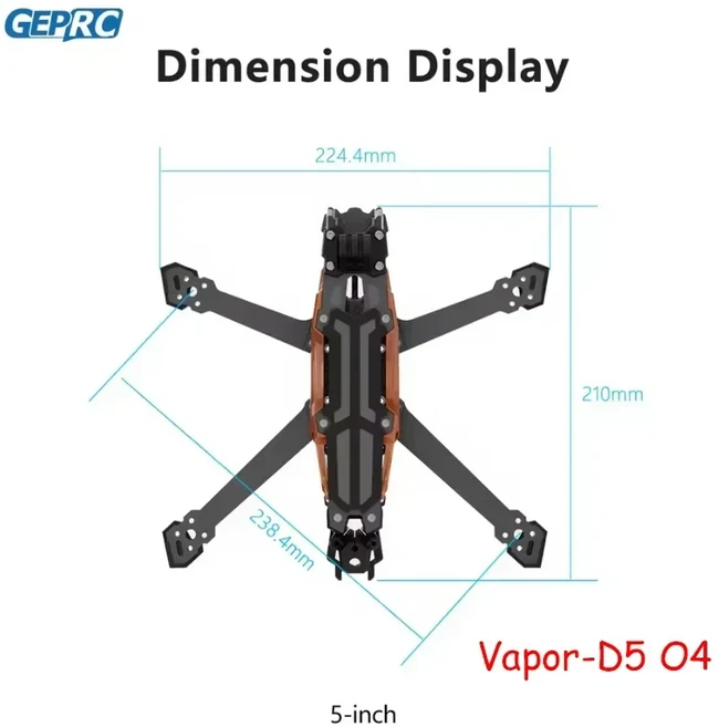 GEPRC Vapor D5 O4 Pro 프레임 드론 탄소 섬유 FPV 쿼드콥터 교체 액세서리 부품, 01 Vapor-D5 O4 Pro, 01 Vapor D5 O4 Pro