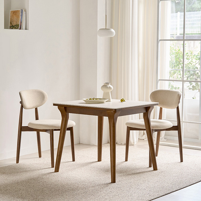 삼익가구 나폴리 포세린 세라믹 2인용 원목 800 식탁세트(의자2), 내추럴(베이지)