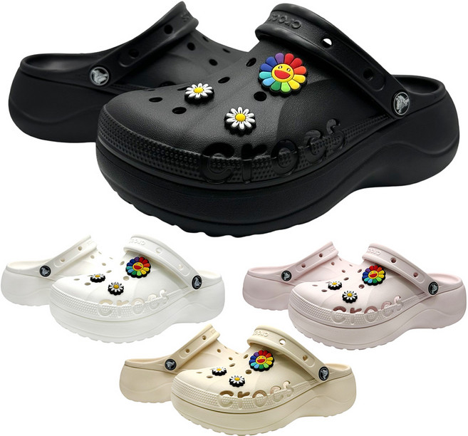 크록스 정품 CROCS 바야 플랫폼 클로그 키높이 여성 슬리퍼 +모아츄 악세세리 포함